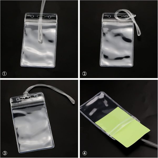 WYOMER 100 Pieces Clear ID Card Holder Plastic Luggage Bag Tag Holder Badge Label Tag Holder with 100 Pack Luggage Tag Loop Straps for Office Business Travel Supplies - Image 4