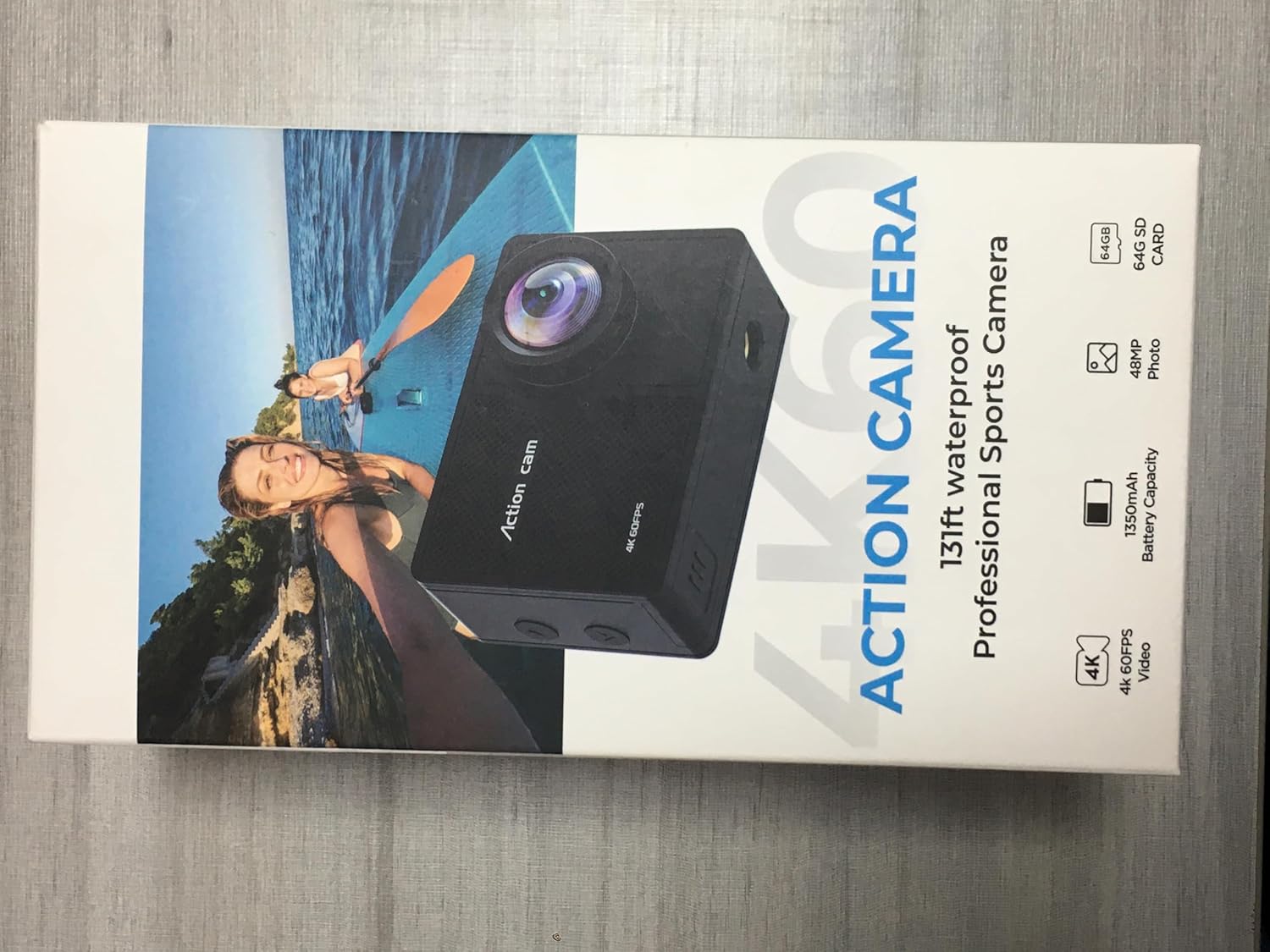 4K 60FPS Action Camara - Waterproof Camera with 64G SD Card 48MP HD WIFI Camera with EIS 40M Underwater Camera Wide Angle Sports Camera with 2*1350 mAh Batteries Helmet Mount Accessories Kits - Image 7