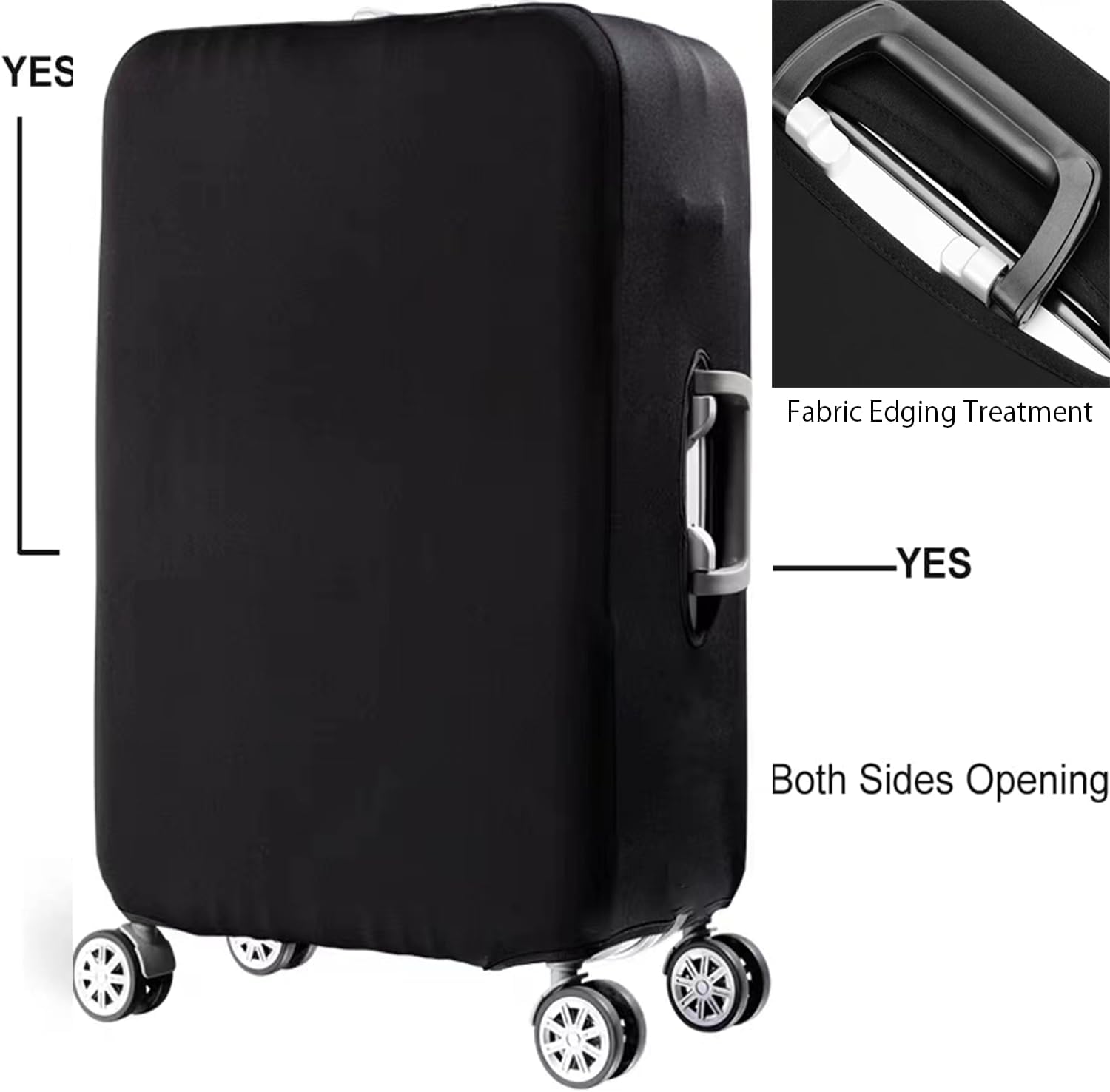 7-Mi Suitcase Cover Spandex Travel Luggage Covers Organizers Trolley Protector Fits 28 to 30 Inch Baggage Case Sleeve Black - Image 3