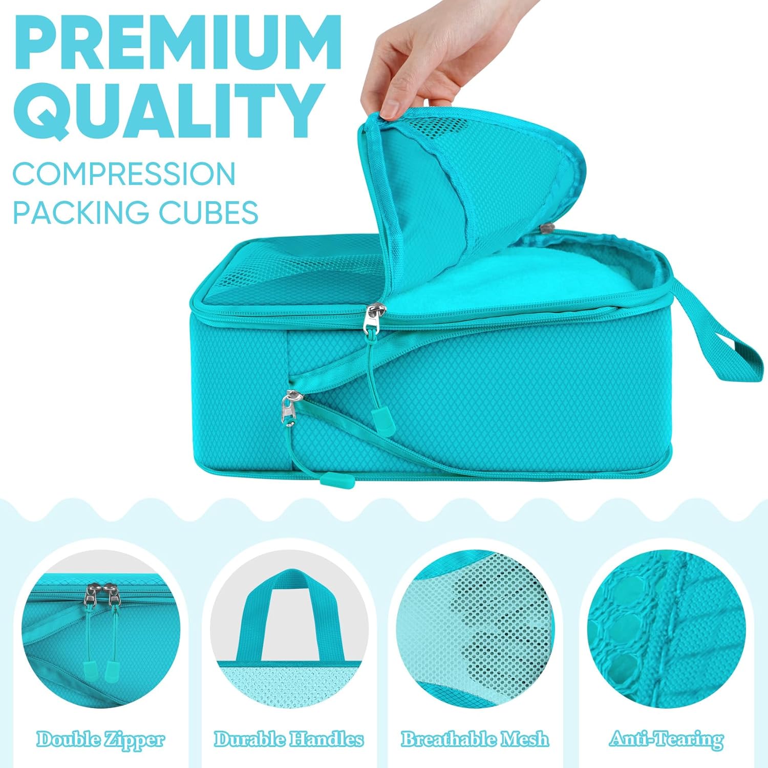 8 Set Compression Packing Cubes for Travel, Lightweight Compression Cubes for Suitcases, Expandable Suitcase Organizer with Shoes & Laundry Bags, Travel Accessories for Men Women - Image 5
