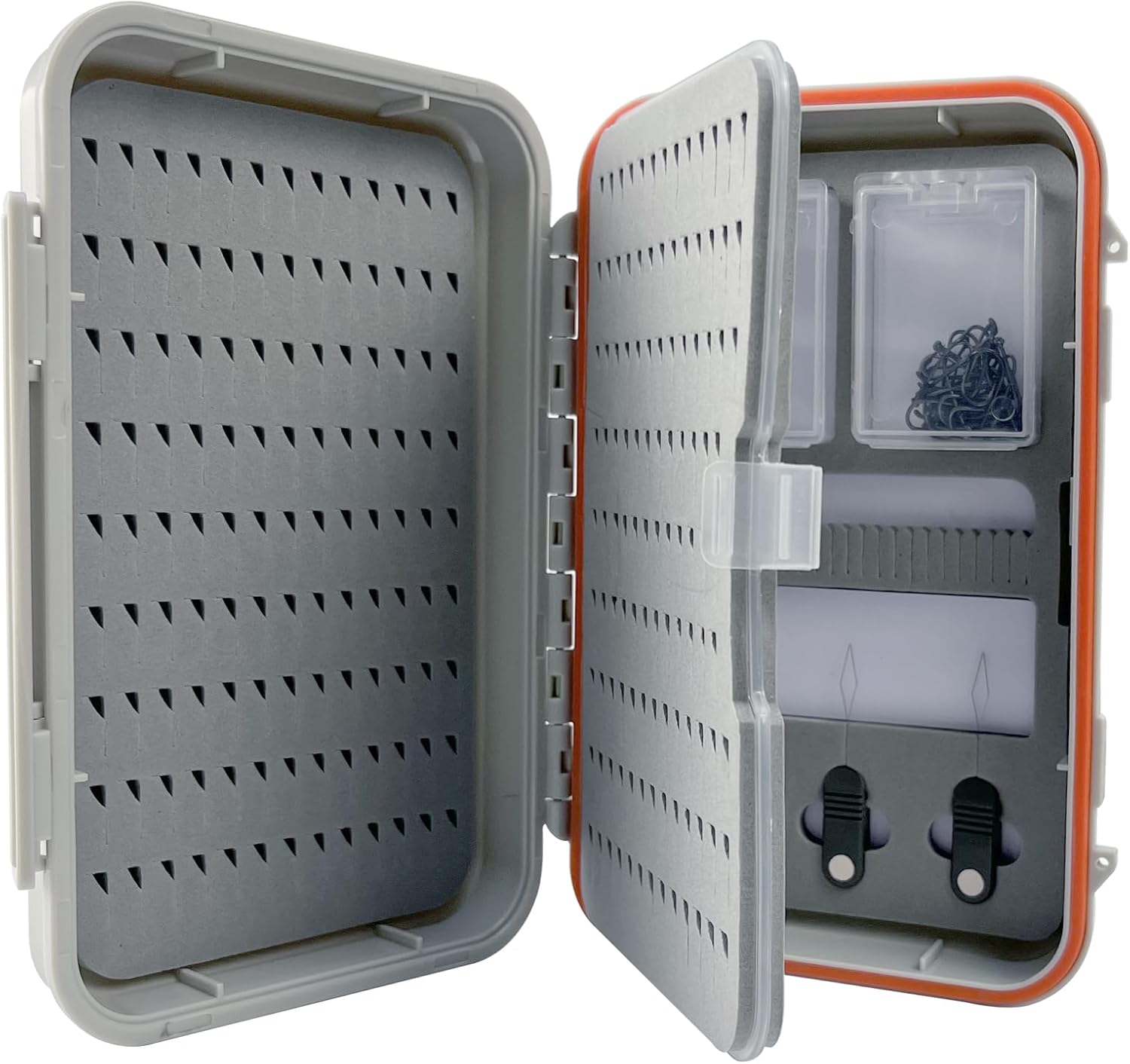 Aventik Large Capacity Waterproof Fly Fishing Box 4-Layer Foam Tackle Fishing Box for Freshwater Saltwater Streamer Storage (H039X)