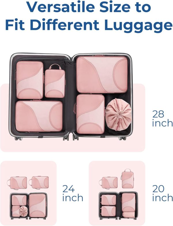 Compression Packing Cubes for Travel, 6 Set Travel Packing Cubes for Suitcases, Compression Suitcases Organizers Bag Set for Travel Essentials, Lightweight Packing Organizers with Shoe Bag - Image 3