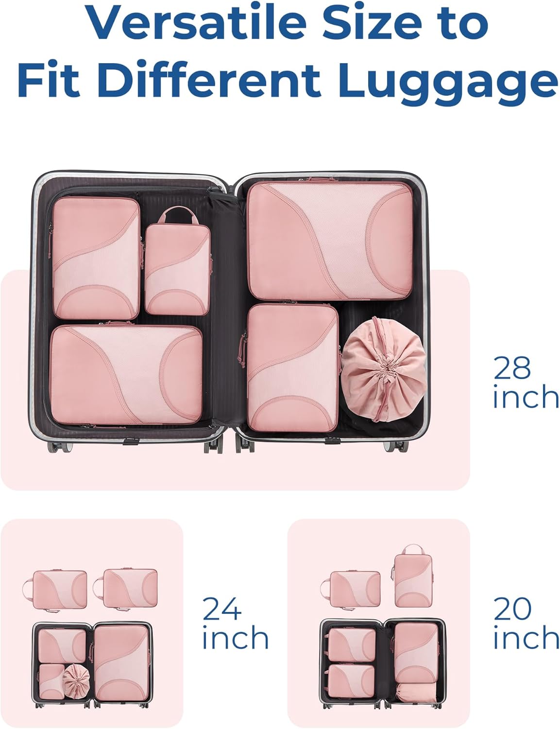 Compression Packing Cubes for Travel, 6 Set Travel Packing Cubes for Suitcases, Compression Suitcases Organizers Bag Set for Travel Essentials, Lightweight Packing Organizers with Shoe Bag - Image 3