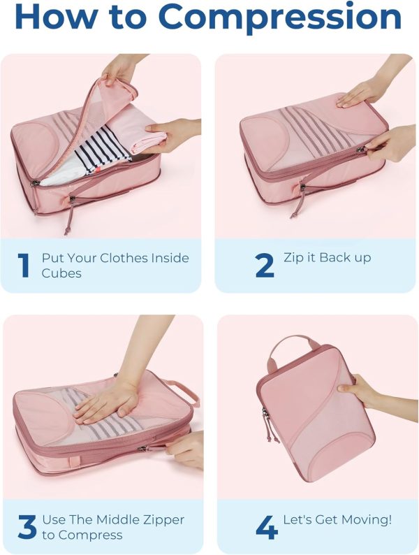 Compression Packing Cubes for Travel, 6 Set Travel Packing Cubes for Suitcases, Compression Suitcases Organizers Bag Set for Travel Essentials, Lightweight Packing Organizers with Shoe Bag - Image 5