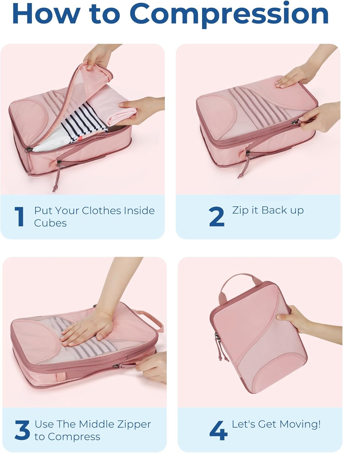 Compression Packing Cubes for Travel, 6 Set Travel Packing Cubes for Suitcases, Compression Suitcases Organizers Bag Set for Travel Essentials, Lightweight Packing Organizers with Shoe Bag - Image 5