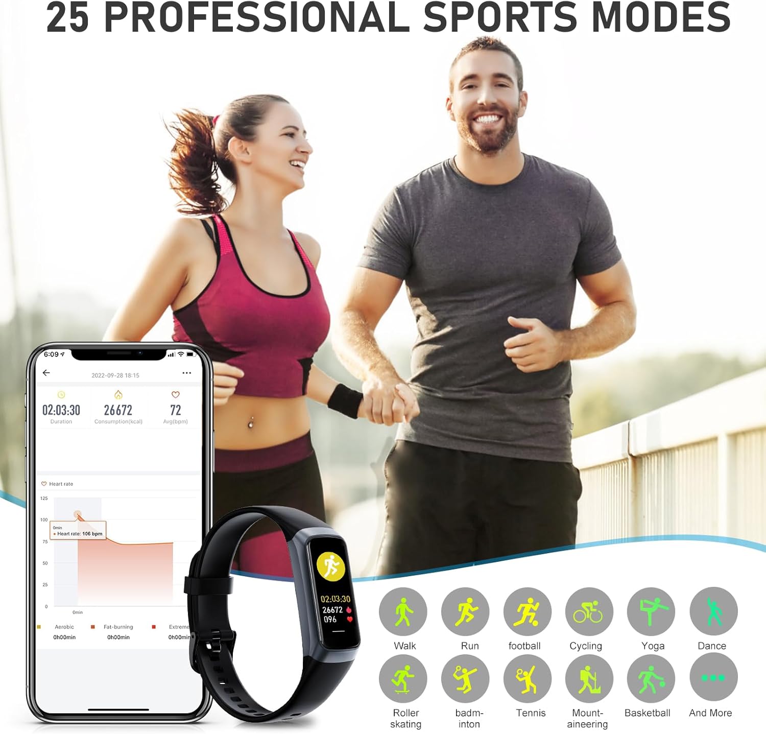 Fitness Tracker for Men and Women,Fitness Watch Waterproof with Activity Tracker and Sleep Monitor,Smart Watch for Android and iOS Phones - Image 4