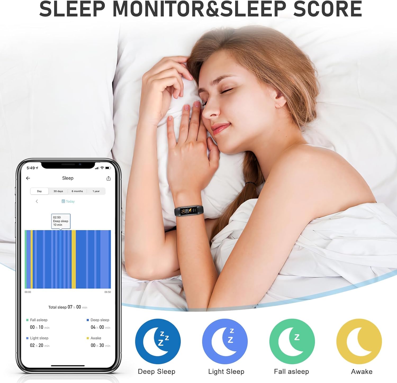 Fitness Tracker for Men and Women,Fitness Watch Waterproof with Activity Tracker and Sleep Monitor,Smart Watch for Android and iOS Phones - Image 5