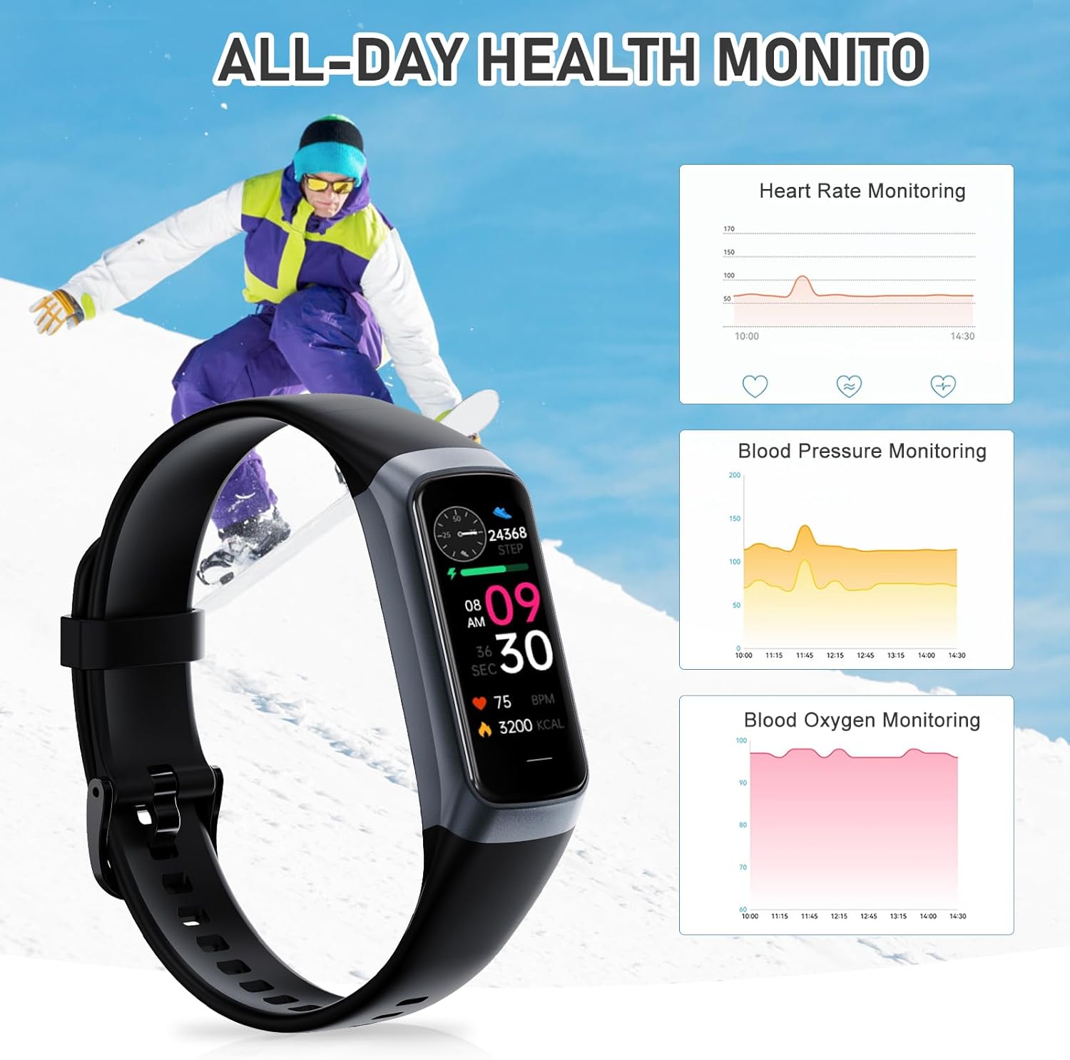 Fitness Tracker for Men and Women,Fitness Watch Waterproof with Activity Tracker and Sleep Monitor,Smart Watch for Android and iOS Phones - Image 6