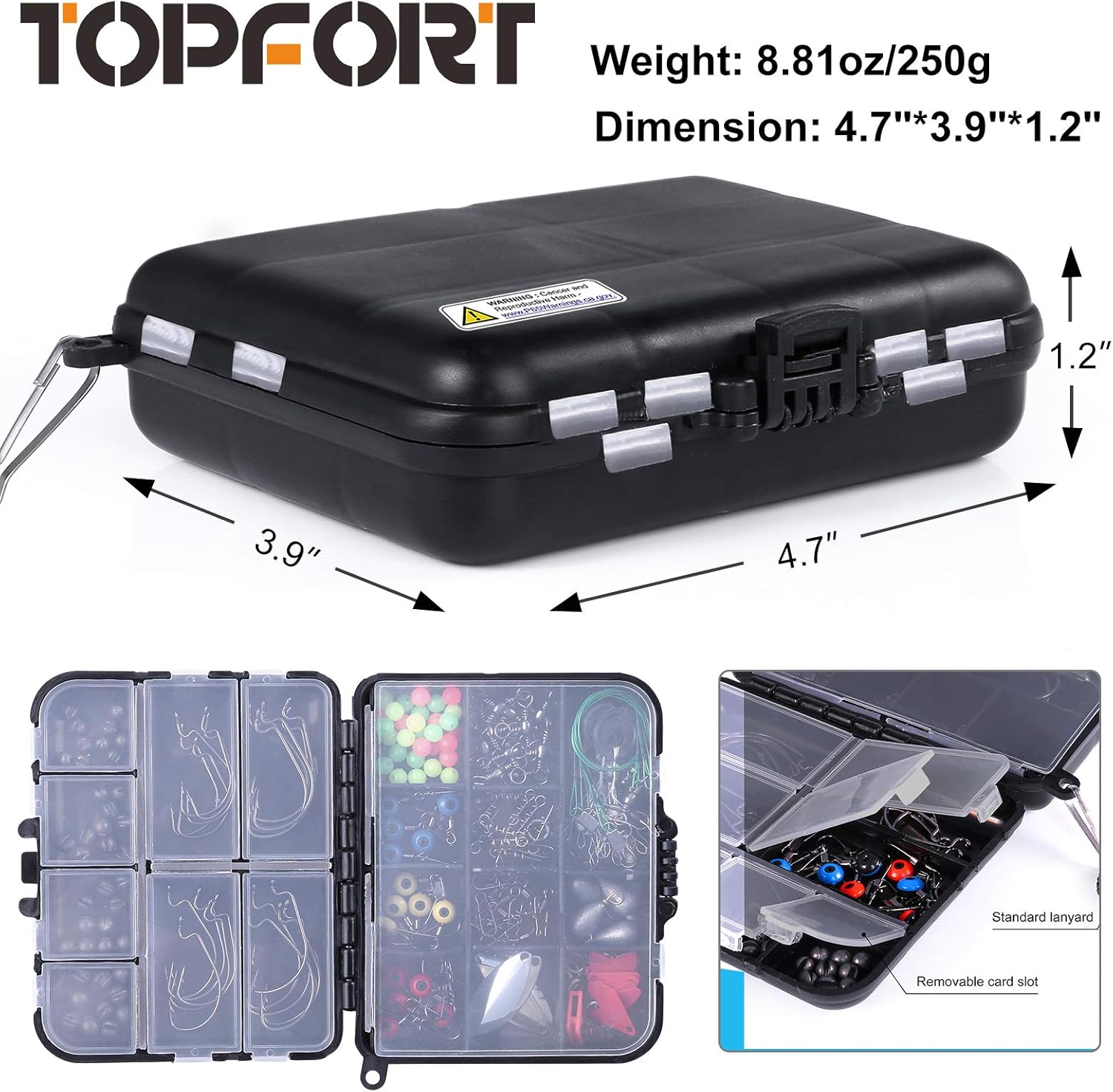 TOPFORT 187/343pcs Fishing Accessories Kit, Organized Fishing Tackle Box with Tackle Included, Fishing Hooks, Fishing Weights Sinkers, Fishing Gear and Equipment, Fishing Gift for Men - Image 2