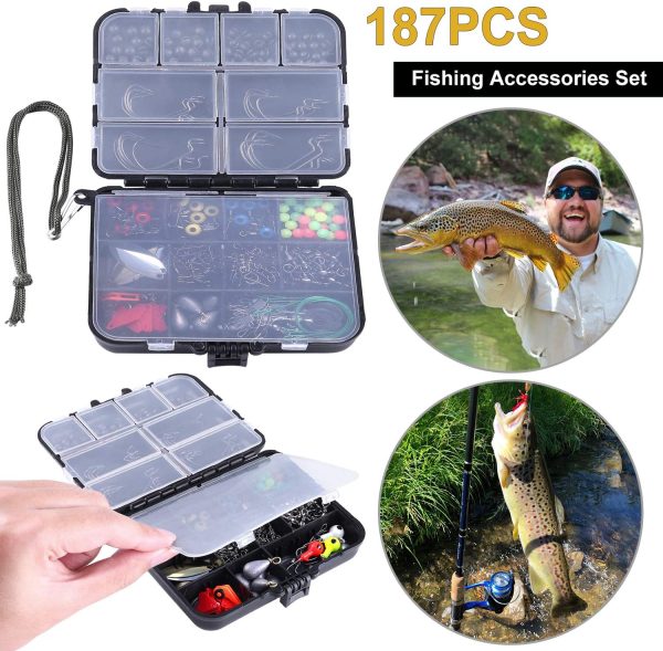 TOPFORT 187/343pcs Fishing Accessories Kit, Organized Fishing Tackle Box with Tackle Included, Fishing Hooks, Fishing Weights Sinkers, Fishing Gear and Equipment, Fishing Gift for Men - Image 7